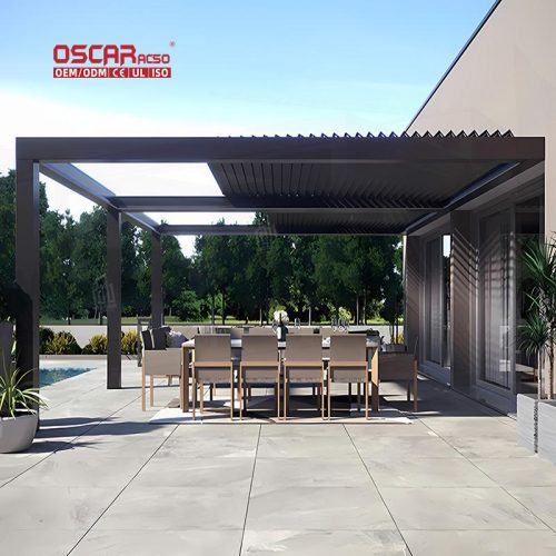 Sun Shade Rainproof Aluminum Louvered Outdoor Pergola with Modern Design Garden Patio Balcony Retractable Pergola