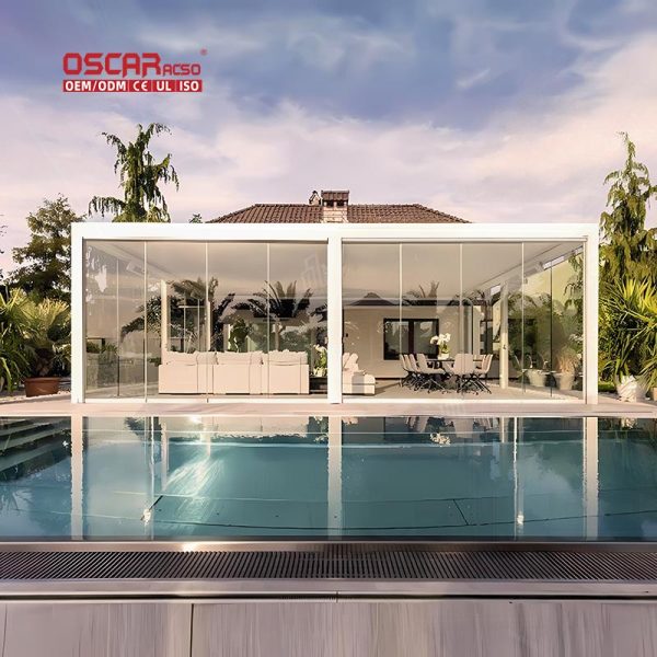 Aluminium Louvered Roofing Cover Garden Patio Ideal Outdoor Events European Style Sustainable Design Retractable Pergola