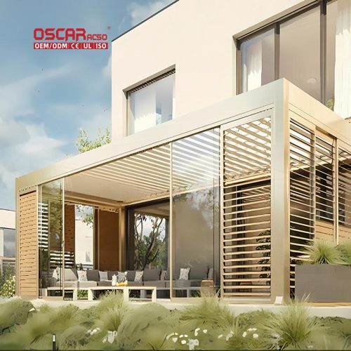 Waterproof Sunshade Aluminum Prefabricated Louver Roof Cover System Garden Patio Backyard Retractable Pergola