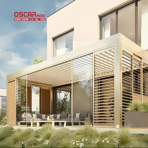 Automatic Smart Waterproof Aluminium Outdoor Motorized Cover Louver Roof System Patio Garden Pergolas Retractable Pergola