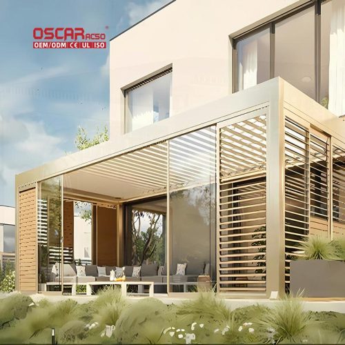 Opening Louvered Roof with Led Lights Aluminum Gazebo Garden Patio Backyard Relaxing and Entertaining Retractable Pergola