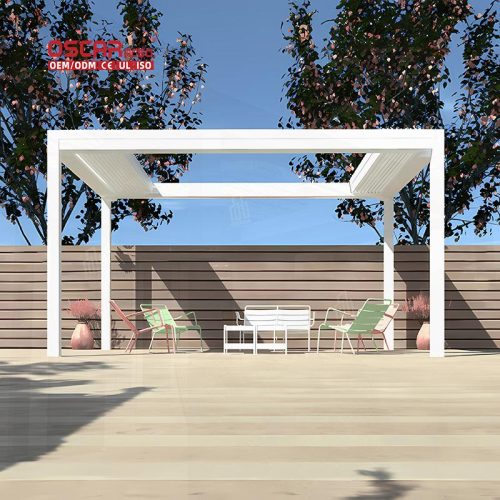 Summer Modern Opening Louvered Motorized Roofing Deck Patio Garden Outdoor Retractable Pergola