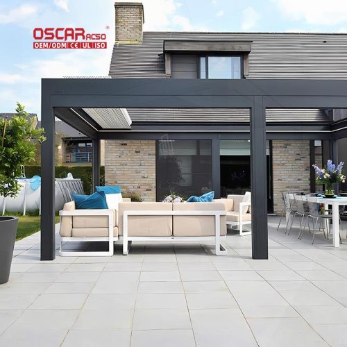 Waterproof Shading Aluminum Outdoor Terrace Balcony Canopy Covers Garden Patio Poolside Retractable Pergola