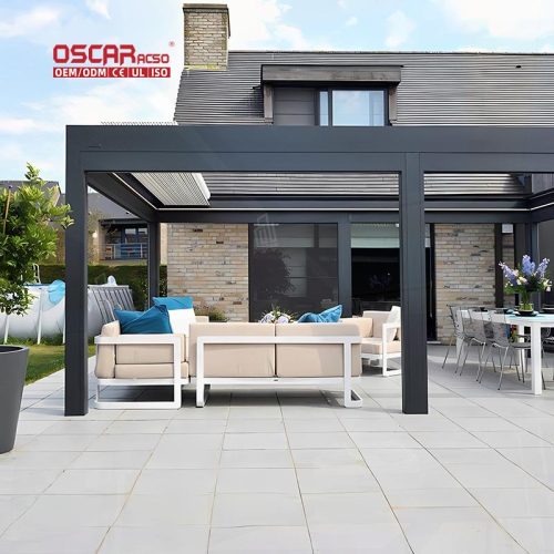 Modern Design Outdoor Waterproof Aluminum Structure Shading and Relaxing Ideal Gardens Patios and Backyards Retractable Pergola