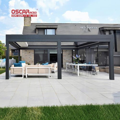 Automatic Waterproof Outdoor Aluminium Louvered Patio Cover Ideal Hotel Backyard Garden Retractable Pergola