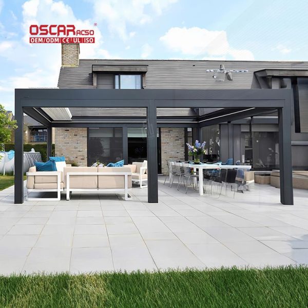 Outdoor Aluminum Pergola with Louver Frame Recreation Area Entrance Outdoor Gathering Garden Party Retractable Pergola
