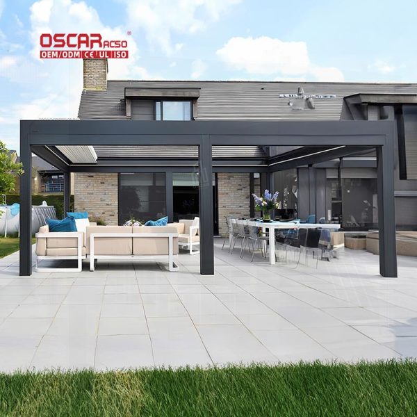 Customized Waterproof Aluminum Bioclimatic Awning Cover Louver Pergola Garden Patio Poolside Retractable Pergola