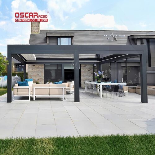 5X5M Motorized Waterproof Louvers Garden Patio Balcony Decor Retractable Pergola