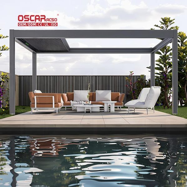 Sale Modern Design Aluminium Prefab Houses Bioclimatic Motorized Louvered Structures Garden Patio Backyard Retractable Pergola