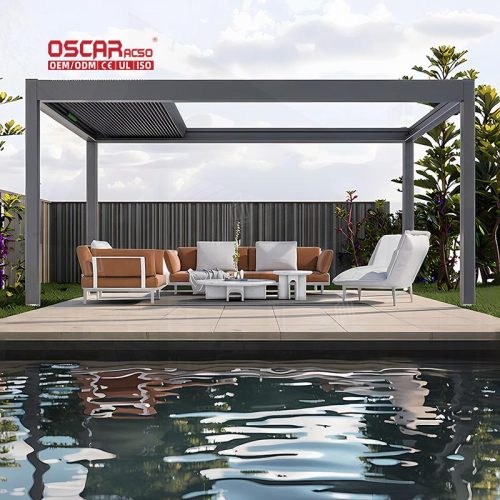 High Quality Outdoor Aluminium Bioclimatic Remote - Controlled Canopy Pavilion Garden Patio Backyard Retractable Pergola