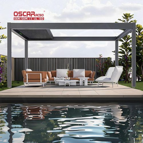 Outdoor Patio Sunshade and Shutter Function Garden Gazebo Ideal Backyard Deck and Poolside Retractable Pergola