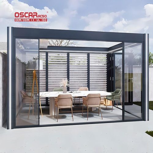 Breathable Modern Stylish Outdoor Patio Garden Aluminum Pergola and Gazebo Backyard Balcony Courtyard Retractable Pergola