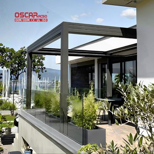 Wall Mounted Retractable Aluminium Outdoor Structure with Remote Control Waterproof Garden Patio Backyard Retractable Pergola