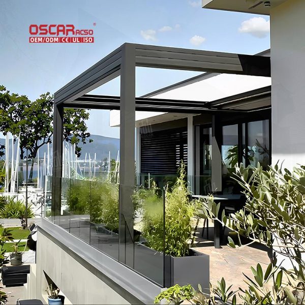 Wall Mounted Retractable Aluminium Outdoor Structure with Remote Control Waterproof Garden Patio Backyard Retractable Pergola