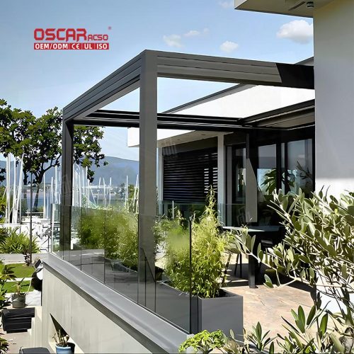 Automatic Motorized Louvered Pergola Terrace Roof and Outdoor Spaces Ideal Gardens Patios and Backyards Retractable Pergola