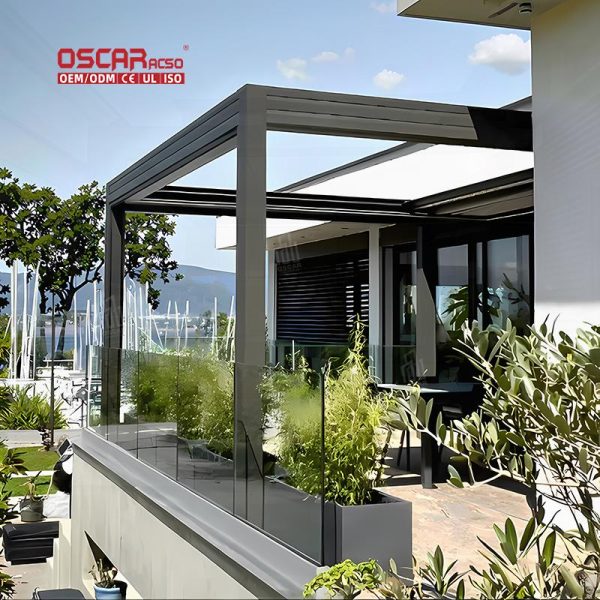 Outdoor Automatic Waterproof Sun – Shading Wind – Resistant Patio Gazebo Canopy Garden Terrace Poolside Retractable Pergola