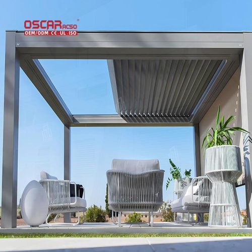 Waterproof Sunshade Outdoor Aluminum Louver Roof Cover System Garden Patio Balcony Retractable Pergola