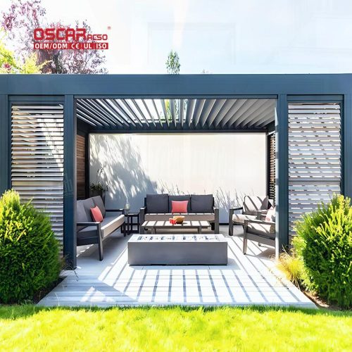 Sustainable Aluminum Patio Deck Louver Roof Electric Pergola Awning Outdoor Bioclimatic Garden Balcony Retractable Pergola