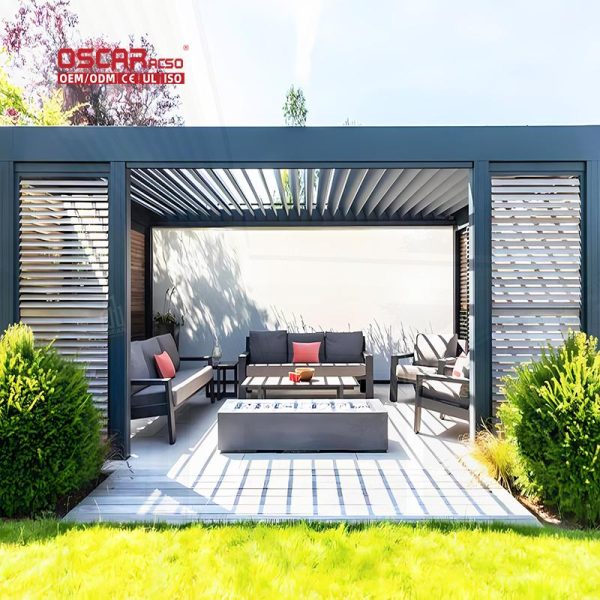 Outdoor Aluminium Pergola with Waterproof Louver Roof Modern Stylish Metal Structure Garden Patio Backyard Retractable Pergola