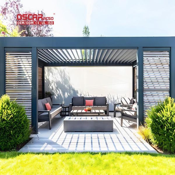 Louvered Aluminum Pergola Waterproof Manual Outdoor Garden Patio Yard European  Style Outdoor Pavilion Retractable Pergola