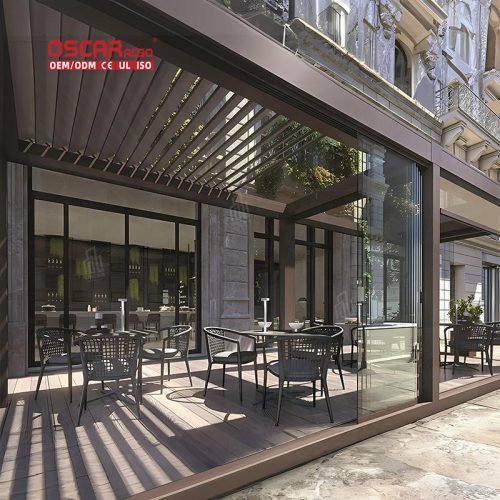 Waterproof Openable Aluminum Louvre Roof Pergola Systems with Led Lights Patio Backyard Garden Retractable Pergola