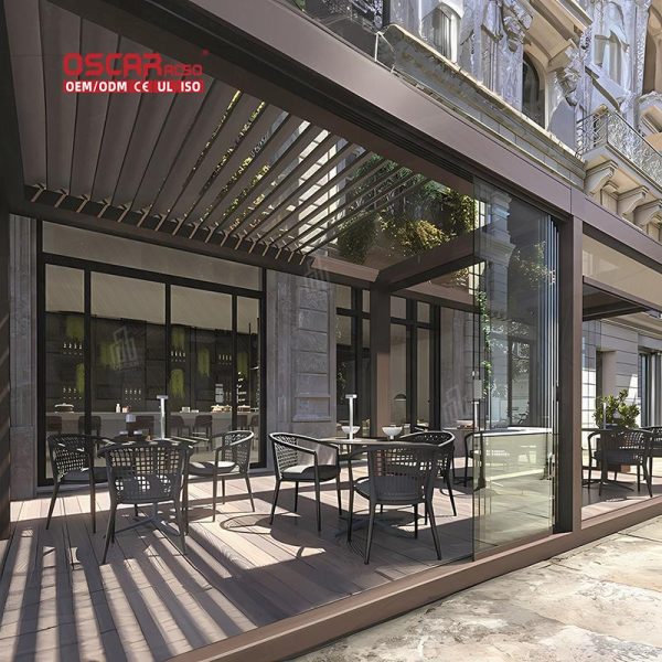 Adjustable Aluminium Pergola Canopy Tent Cover with Side Blind Garden Patio Backyard Outdoor Shading Retractable Pergola