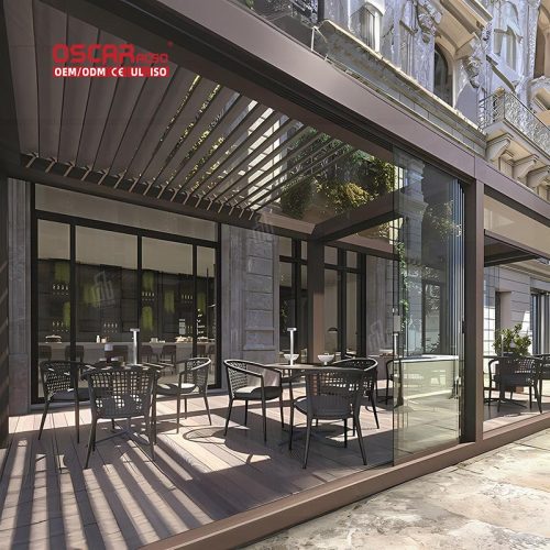 Aluminum Metal Structure Waterproof Louvered Patio Outdoor Backyard Pergola Relaxing Entertaining Gathering Retractable Pergola