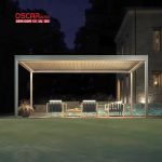 Retractable Outdoor Furniture Set with Led Lighting Bioclimatic Structure Back Yard Patio Garden Retractable Pergola