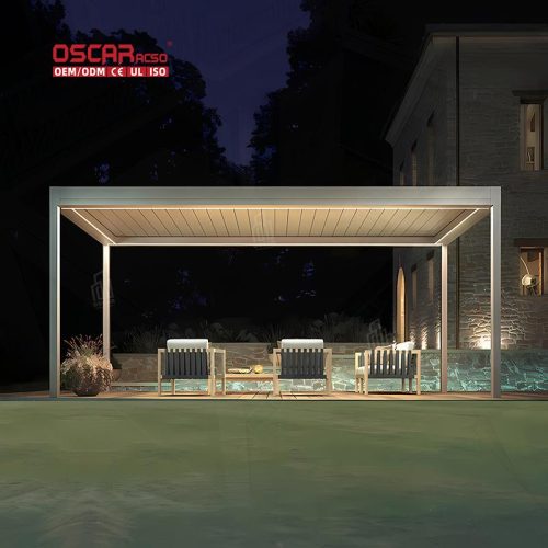 Aluminium Bioclimatic Pergola Metal Outdoor Furniture Rgb Lighting Garden Patio Backyard Retractable Pergola