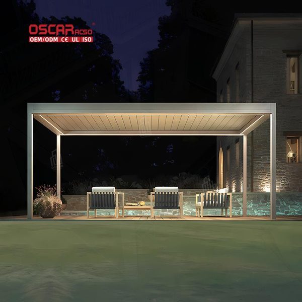 Aluminium Bioclimatic Pergola Metal Outdoor Furniture Rgb Lighting Garden Patio Backyard Retractable Pergola