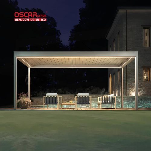 Outdoor Waterproof Motorized Pvc Aluminum Structures Patio Garden Backyard - Modern Pergolas and Gazebos Retractable Pergola