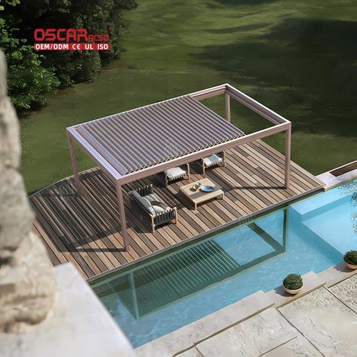 Adjustable Rainproof Outdoor Louvered Roof Pergola Garden Patio Backyard Retractable Pergola