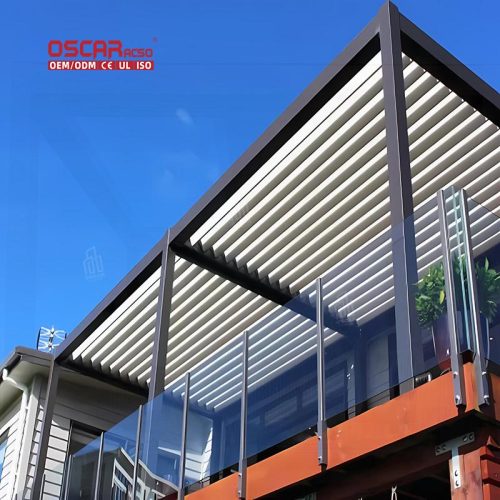 Easily Assembled Adjustable Louvered Aluminum Slats Roof Garden Outdoor Sunshade Patio Backyard Pergola Retractable Pergola