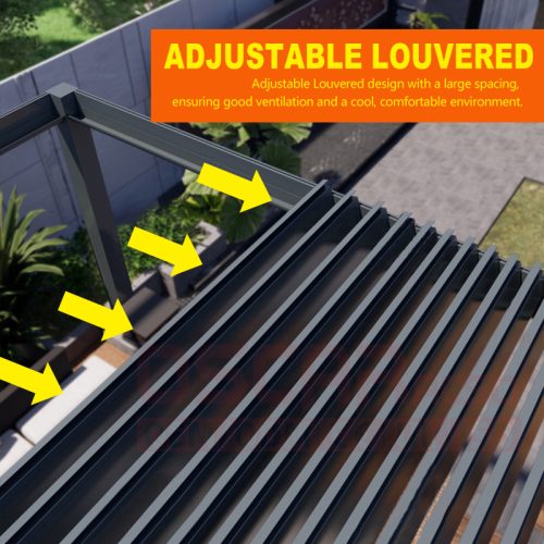 Modern Design Waterproof Bioclimatic Outdoor Aluminum Louvered Cover Gazebo Pergola in Garden Patio Balcony Retractable Pergola