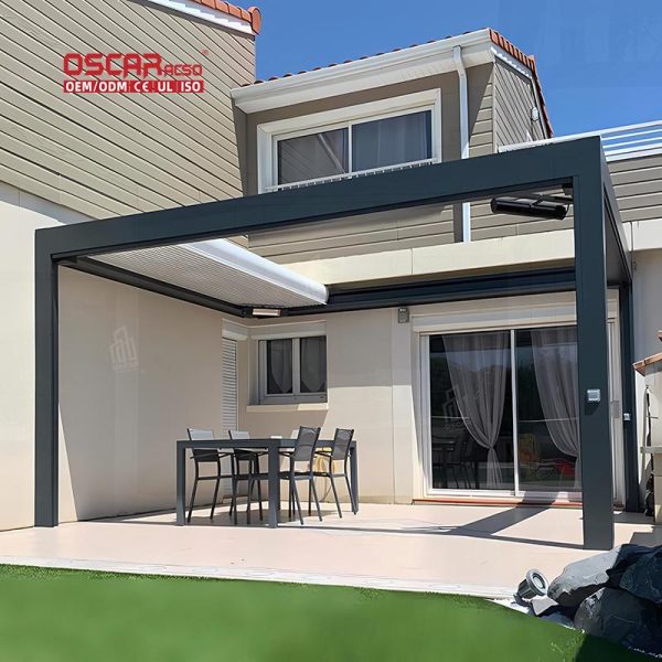 Outdoor Aluminium Louvered Gazebo with Adjustable Roof Garden Patio Backyard Retractable Pergola