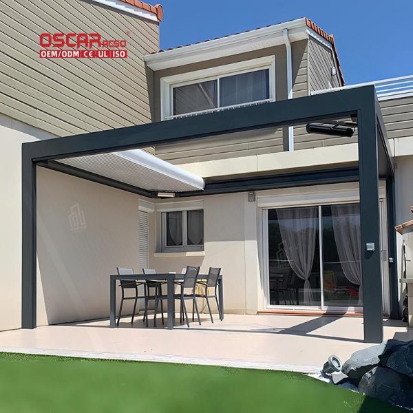 Motorized Waterproof Aluminium Metal 3X3 3X4 4X4 6X4 5X4 Sunroof Louvre Pergola Kit Backyard Patio Garden Retractable Pergola