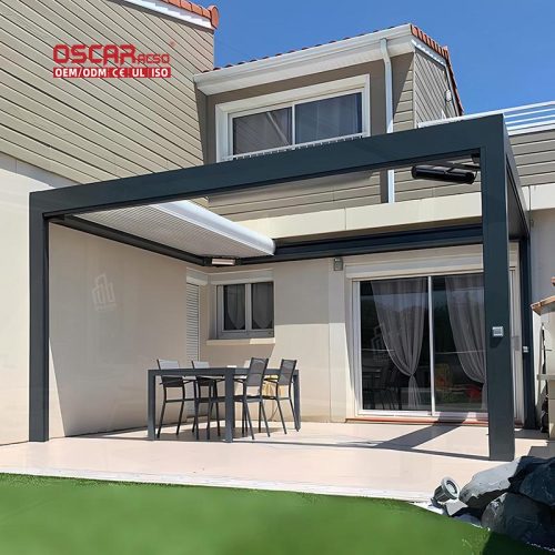 Waterproof Electric Louver Roof System Kits Garden Bioclimatic Pergola Outdoor Patio Backyard Retractable Pergola