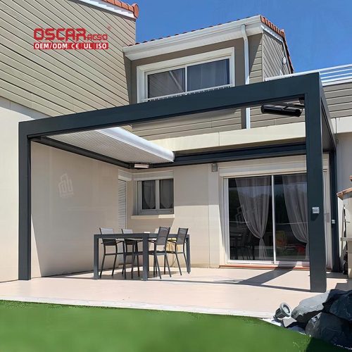 Outdoor Waterproof 3X3M 3X4M Motorized Louver Aluminum Bioclimatic Pergola Patio Garden Backyard Retractable Pergola