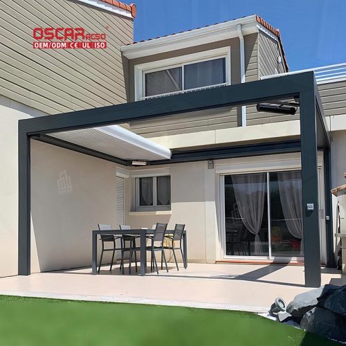 Customized Motorized Aluminium Sunshade System Patio Garden Pool with Waterproof Louvered Design Retractable Pergola
