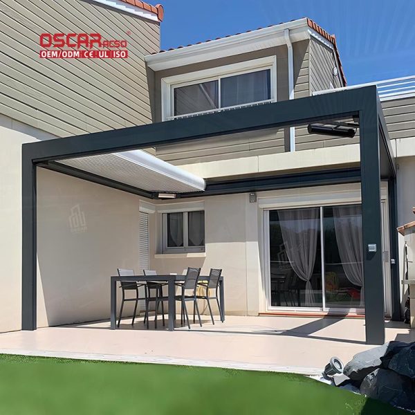 3X3M 3X4M 4X6M Electric Motorized Bioclimatic Gazebo with Roof Cover Garden Patio Backyard Retractable Pergola
