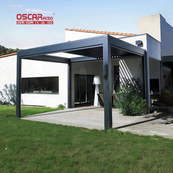 Aluminum Bioclimate Rooftop Windowed Pergola Patio Garden Balcony Outdoor Shading Ventilation Retractable Pergola