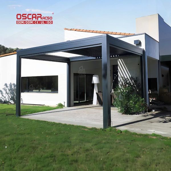Adjustable Waterproof Motorized Aluminium Louvered Roof Pergola Garden Patio Balcony Sustainable Bioclimatic Retractable Pergola