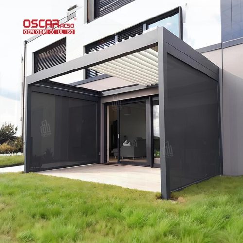 3X3 3X4 4X4 6X4 Modern Outdoor Remote Control Bioclimatic Aluminum Louver Pergola Gardens Patios Backyards Retractable Pergola