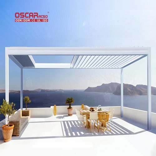 Outdoor Adjustable Aluminum Louvre Roof System Kit Patio Garden Terrace Retractable Pergola