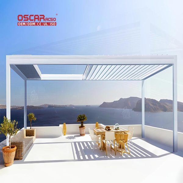 3X4 Adjustable Louver Cover Pergola with Sunshade Roof Made Of Aluminium Alloy Garden Patio Backyard Retractable Pergola