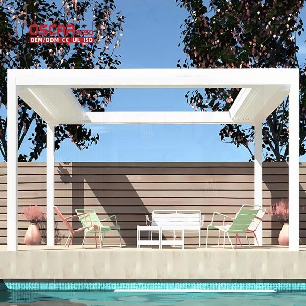 Aluminium Louvered Roof System Gardens Patios Backyards Customized Ip 65 Sustainable Pergola Kits Retractable Pergola