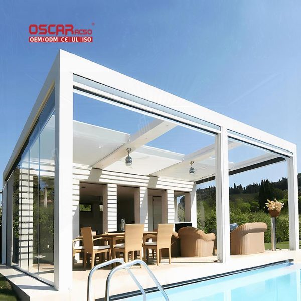 Motorised Waterproof Outdoor Louver Opening Roof Aluminium Garden Furniture Patio and Garden Use Retractable Pergola