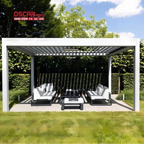 Opening Louvered Roof with Led Lighting Gardens Patios Backyards Aluminum Structure Shade Shelter Retractable Pergola