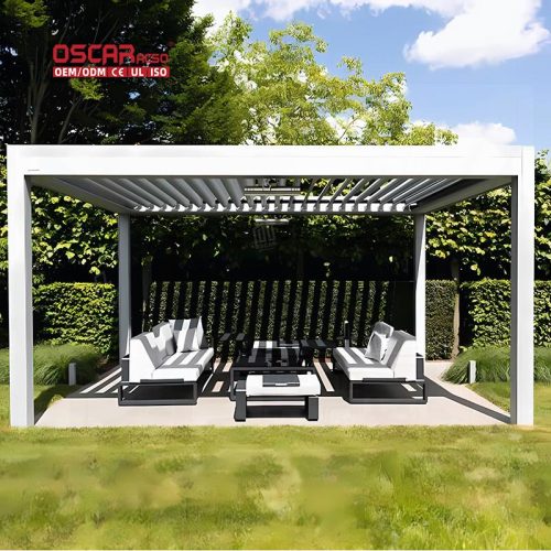 Customizable Bioclimatic Electric Metal Pergola Roof Design Modern Gardens Outdoor Patios Backyards Retractable Pergola