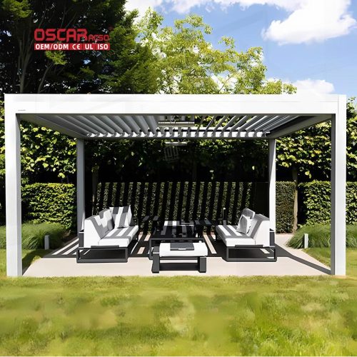 Hot Selling Wind Resistant Patio Pavilion with Contemporary Style Garden Backyard Outdoor Retractable Pergola